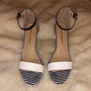 Navy and White Low Heel sandal 9.5
